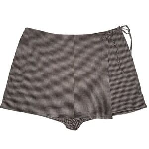 ASOS Brown Gingham Wrap Mini Skort